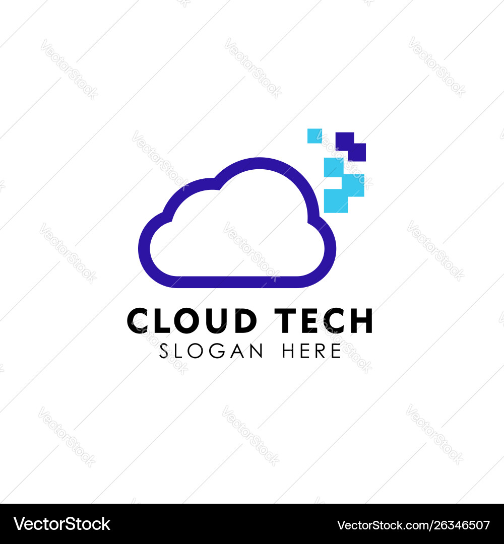 Pixel cloud logo design template data server Pixel cloud logo design template data server vector image