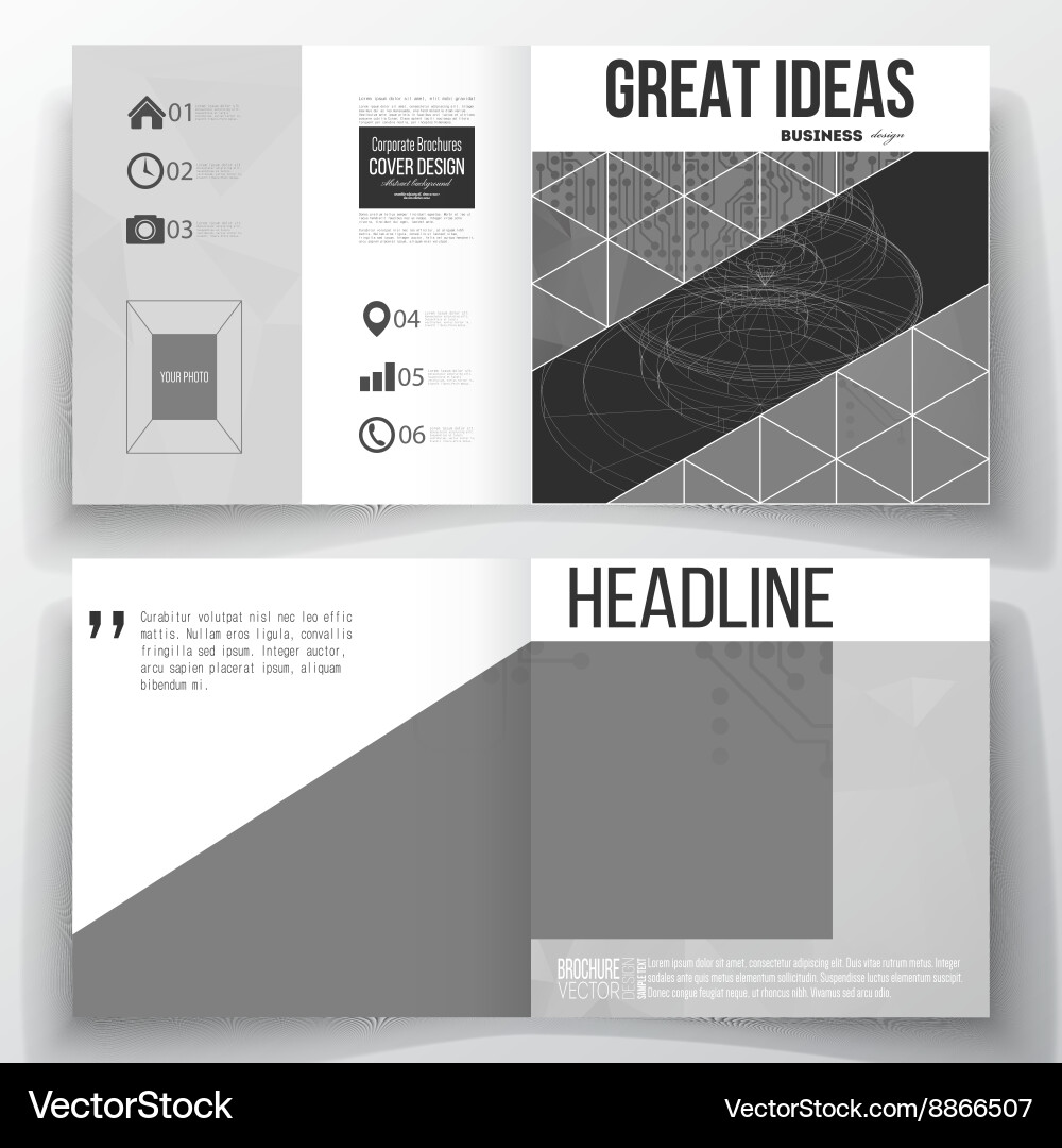 Set of square design brochure template microchip vector image