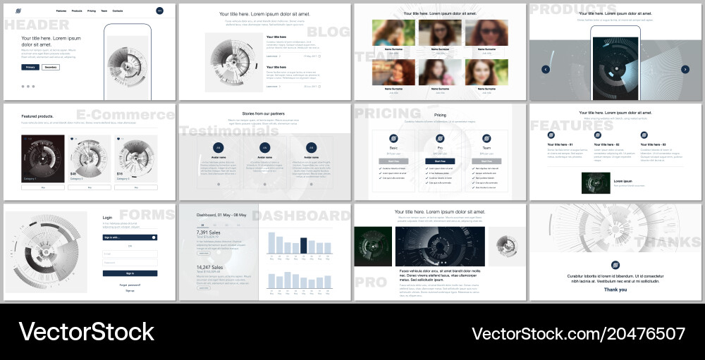Set of templates for website design vector image