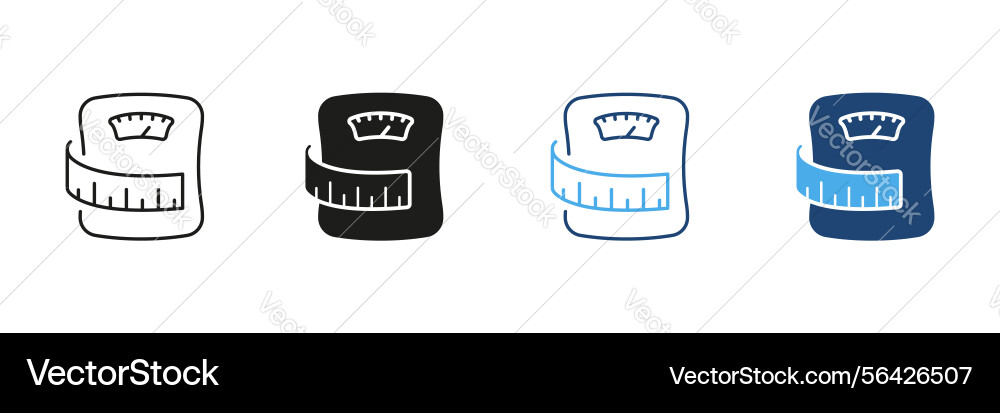Weight scale line and solid icon set Weight scale line and solid icon set vector image