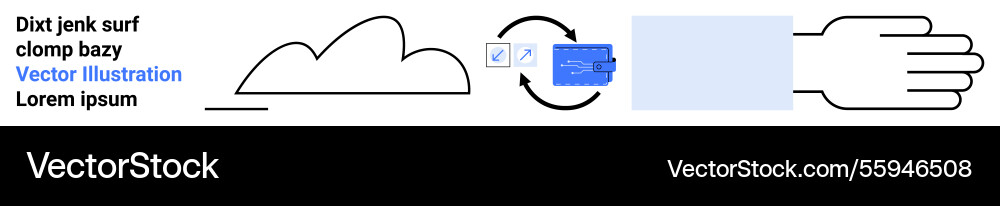 Cloud and hand with process arrows depicting data Cloud and hand with process arrows depicting data vector image