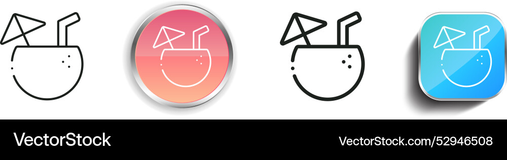 Coconut icon thin linear regular and button style vector image