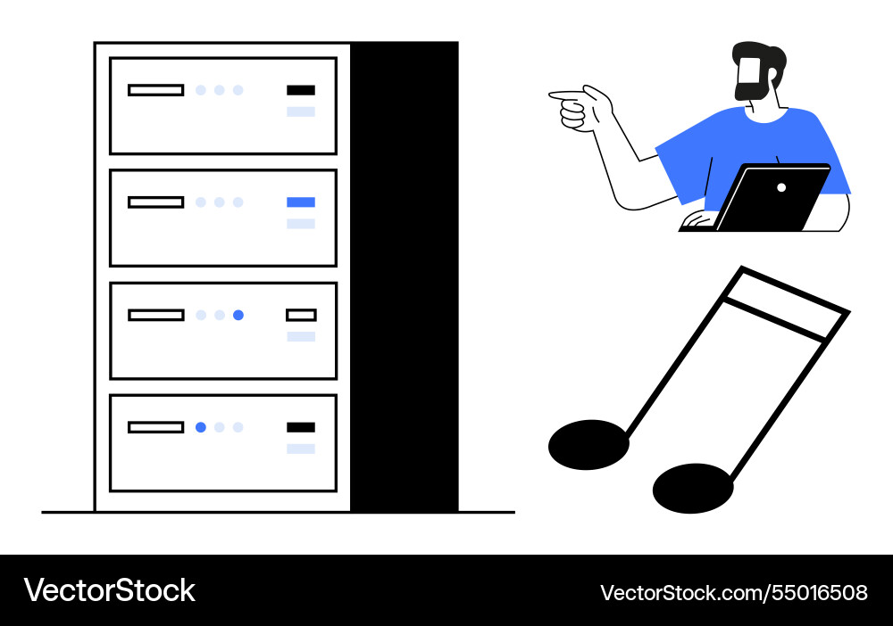 Conceptual network server with technological Conceptual network server with technological vector image