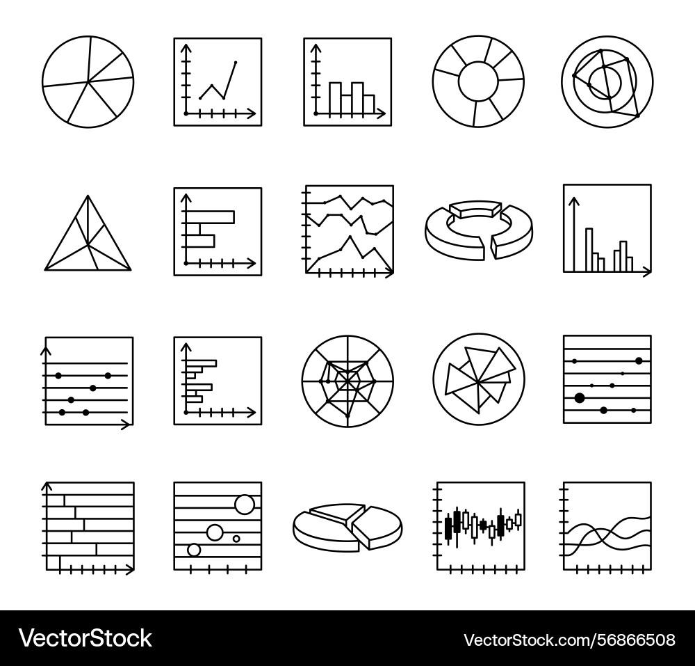Data visualization chart set with graphs line Data visualization chart set with graphs line vector image