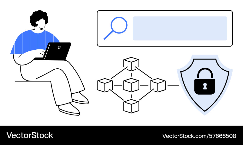 Exploring blockchain security with search and user Exploring blockchain security with search and user vector image
