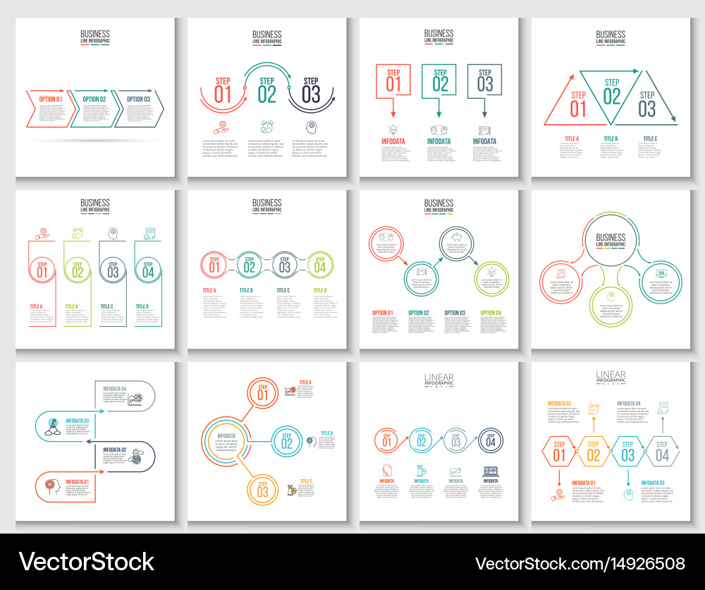Flat Line Business Data Elements vector image