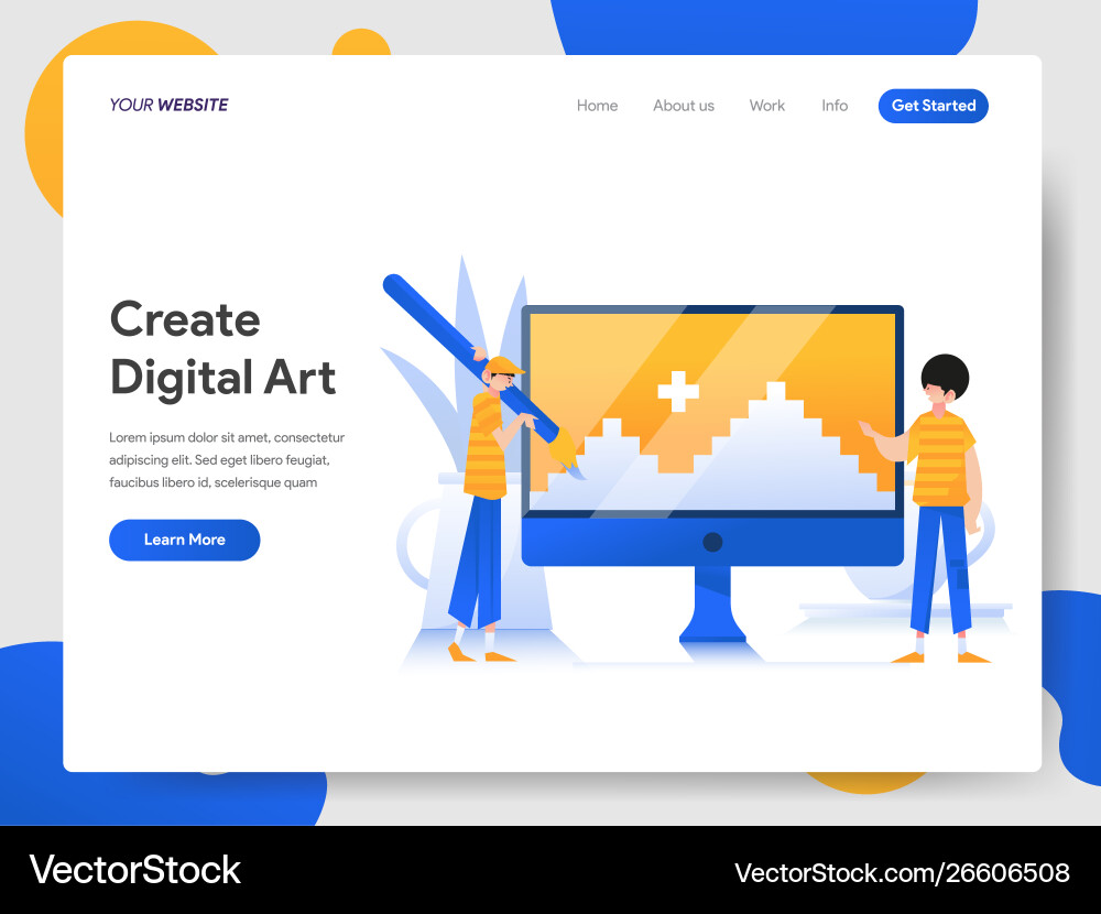 Landing page template creating digital art Landing page template creating digital art vector image