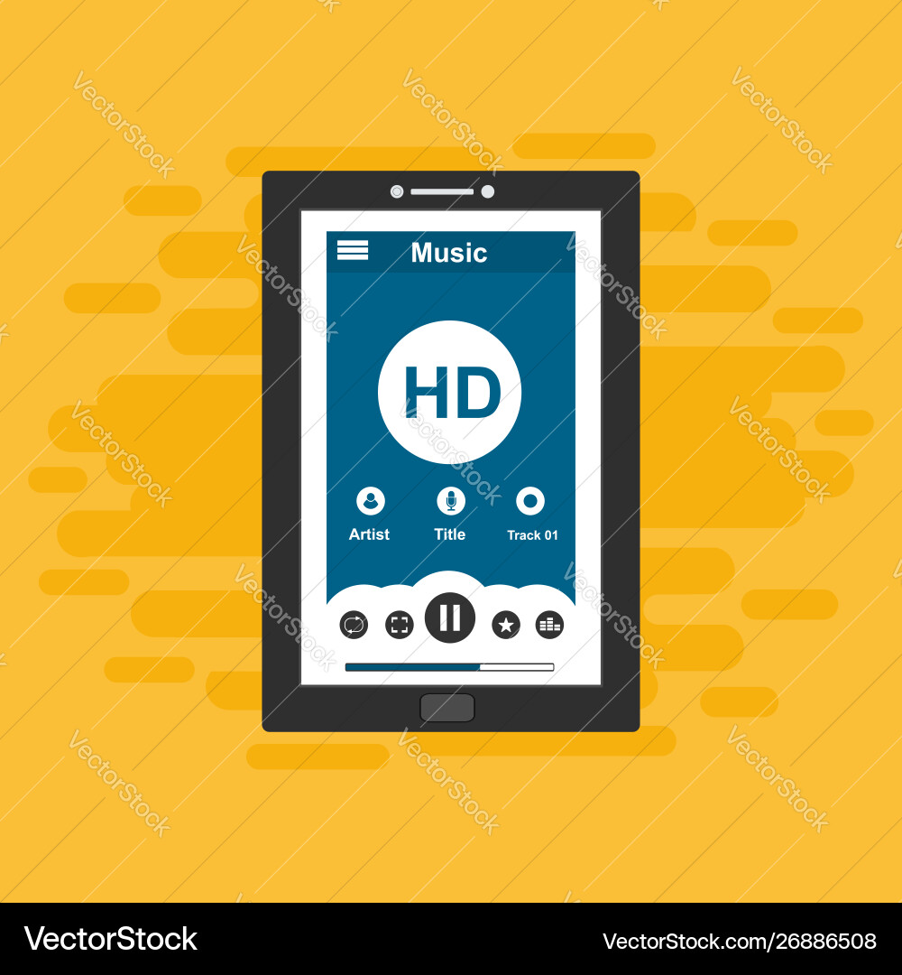 Media player application app template with flat Media player application app template with flat vector image