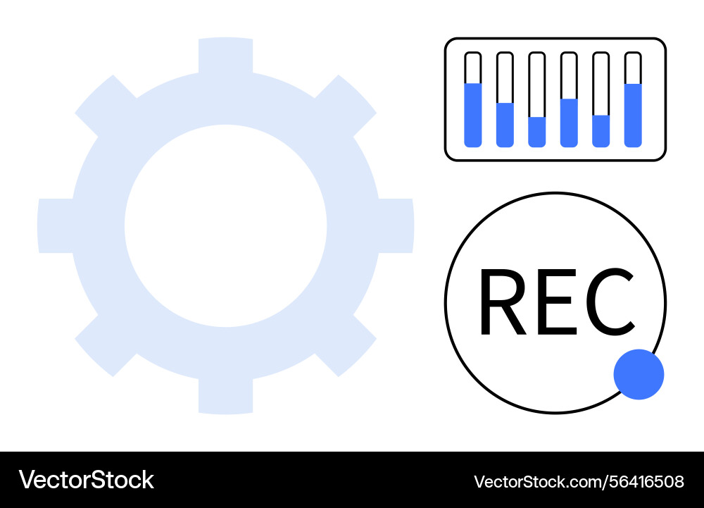 Recording settings interface with mixer control Recording settings interface with mixer control vector image