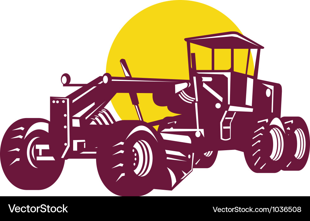 Retro Road Grader Vector Image