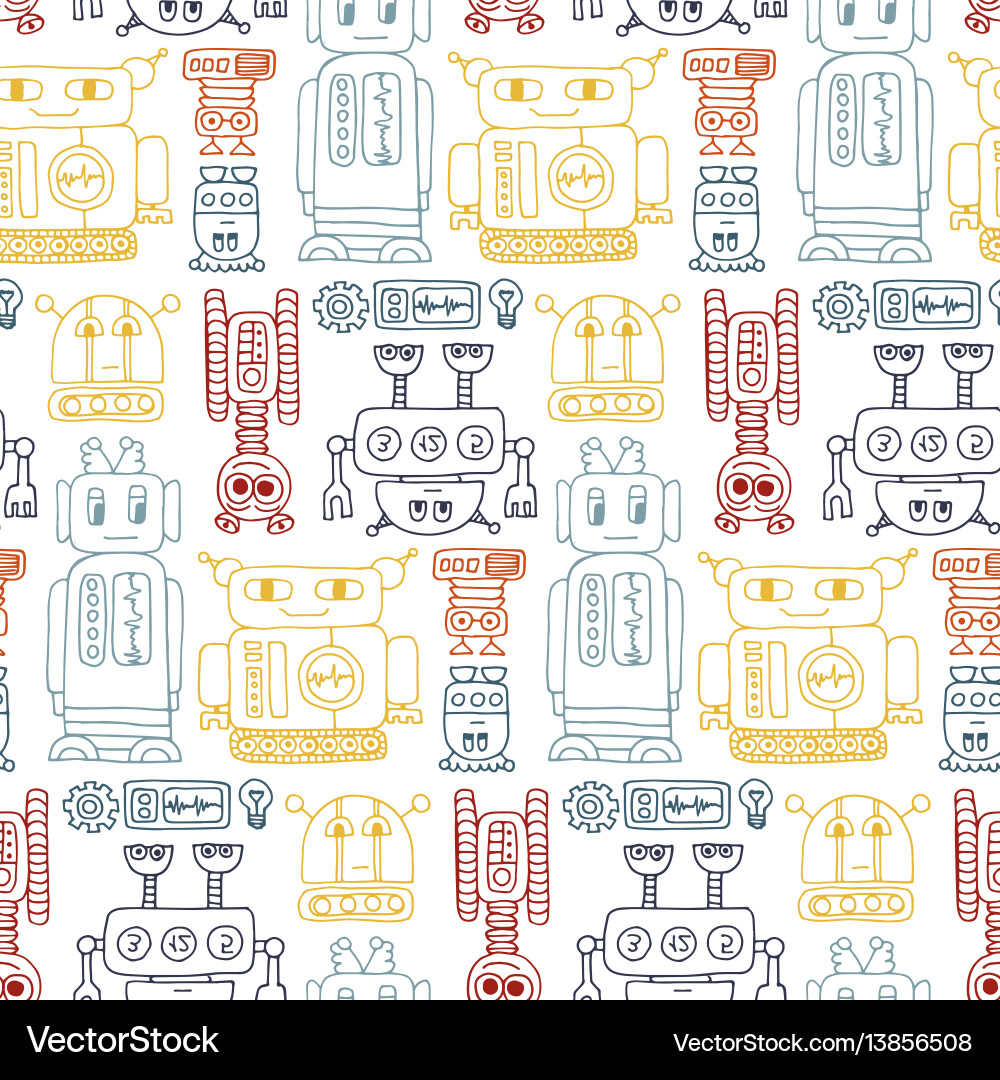 Retro Robot Pattern vector image