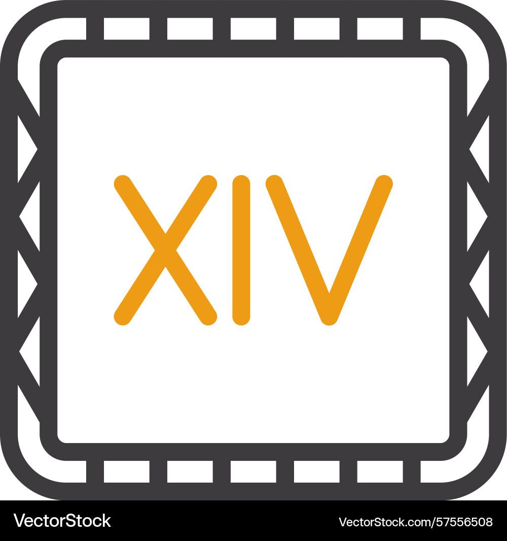Roman numeral xiv two color icon Vector Image