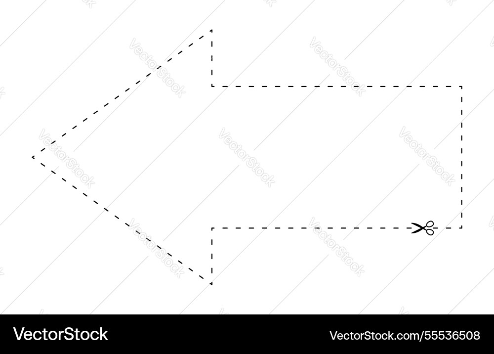 Scissors on dashed line arrow shape dash Scissors on dashed line arrow shape dash vector image