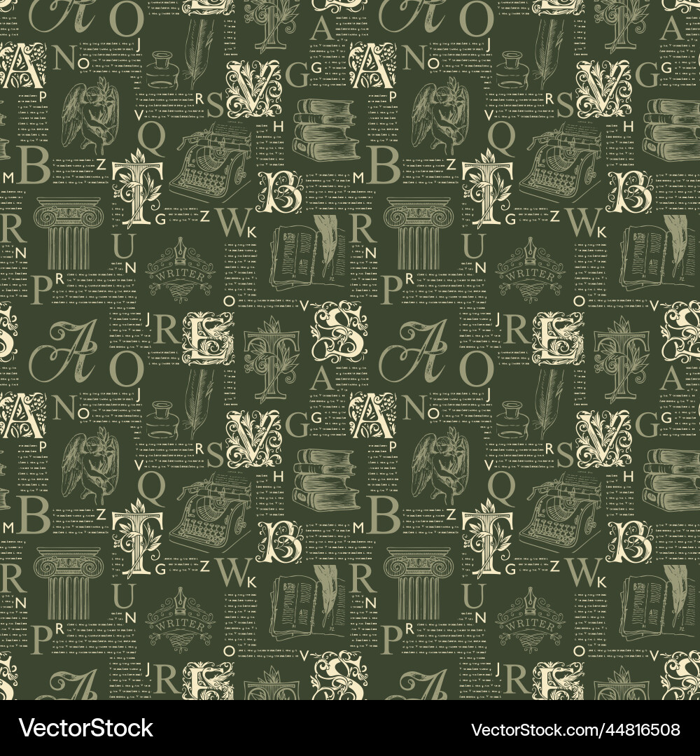 Seamless pattern with ornate initial letters vector image