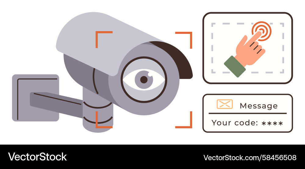 Security Monitoring with Touchscreen Vector Image