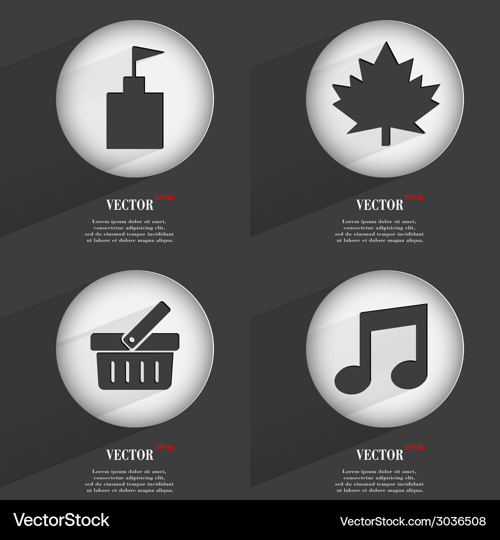 Set of trendy buttons icons with long shadow Vector Image