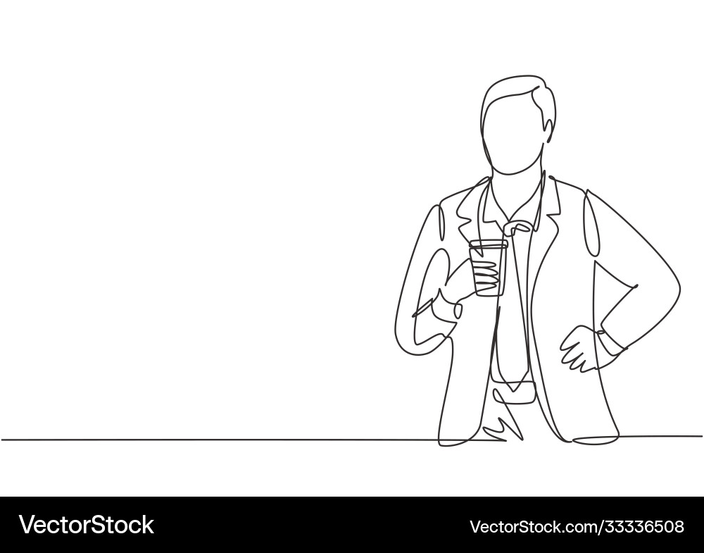 Single continuous line drawing young handsome Vector Image