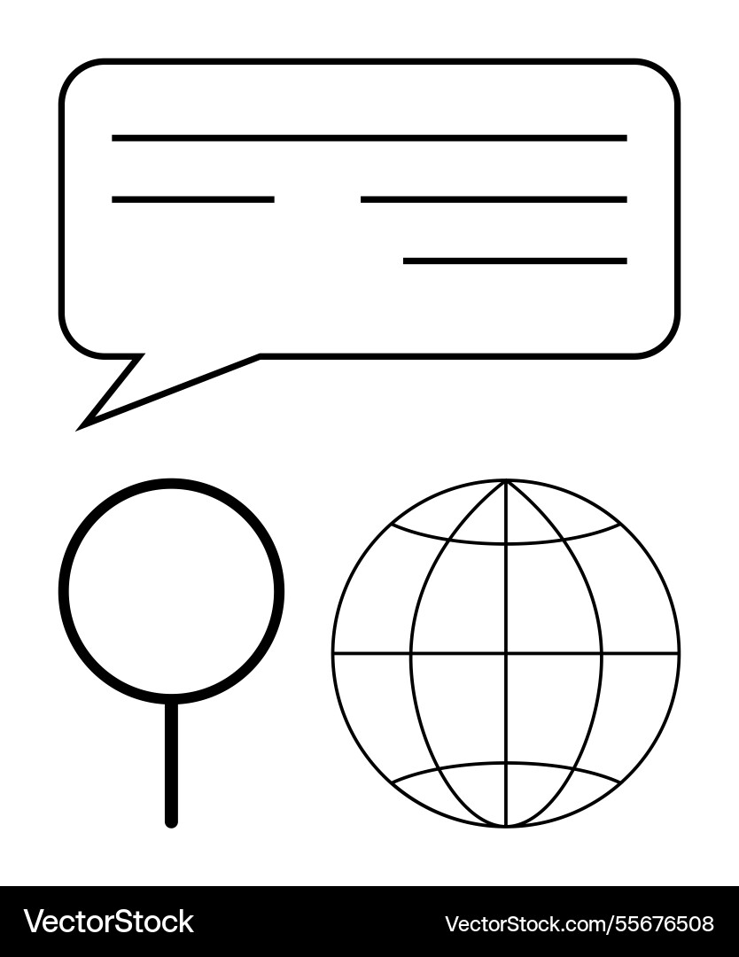 Speech bubble map pin and globe representing Speech bubble map pin and globe representing vector image