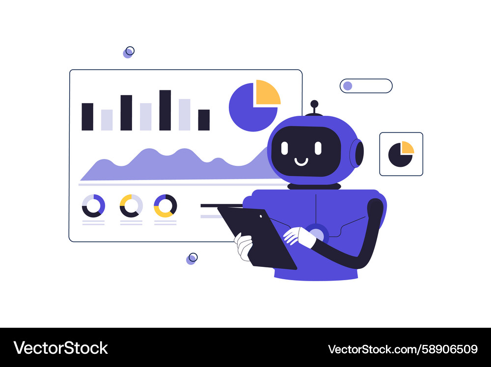 AI Data Analysis Robot Vector Image