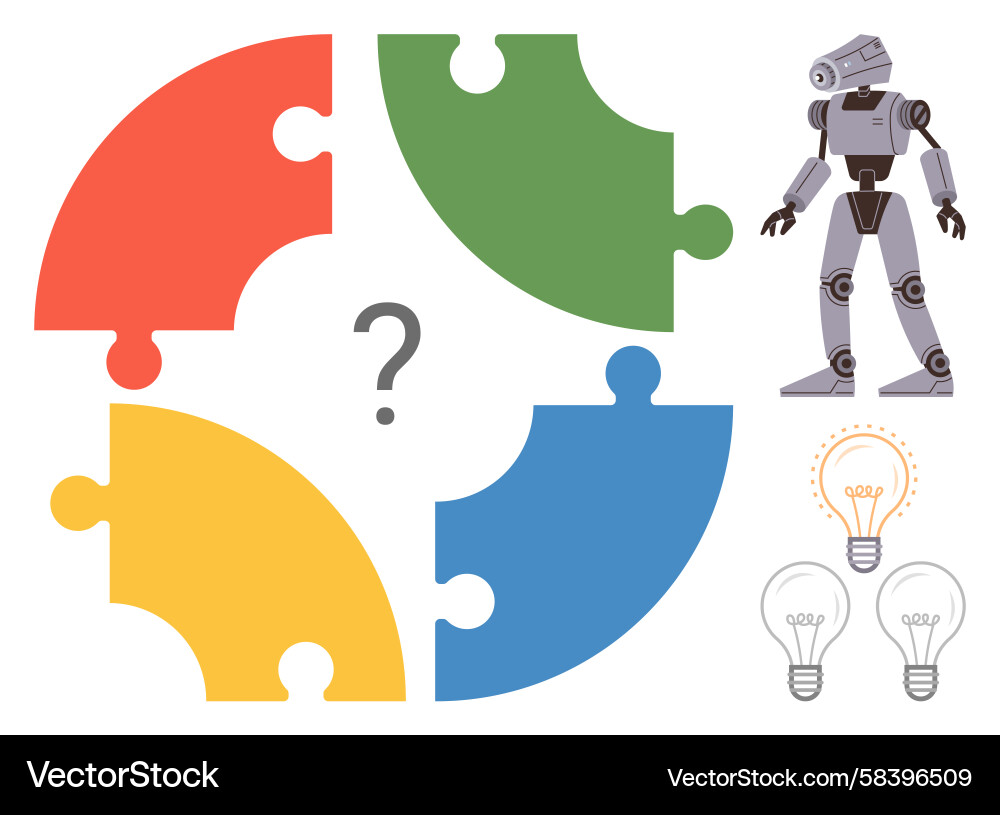AI & Problem Solving Puzzle Vector Image