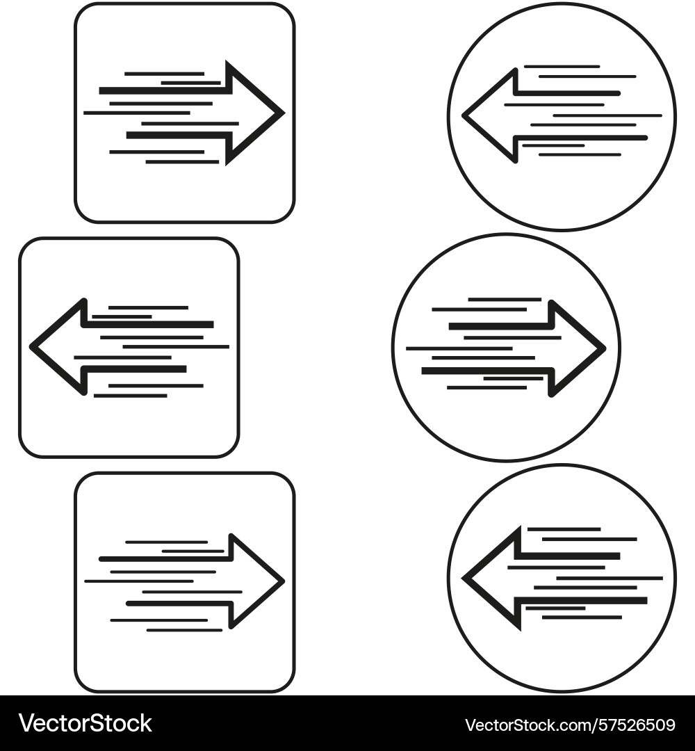Arrow button icons square circle set quick Arrow button icons square circle set quick vector image