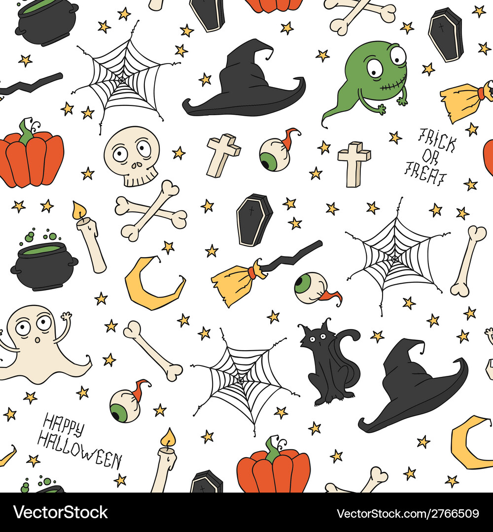 Happy halloween seamless pattern with pumpkins Vector Image