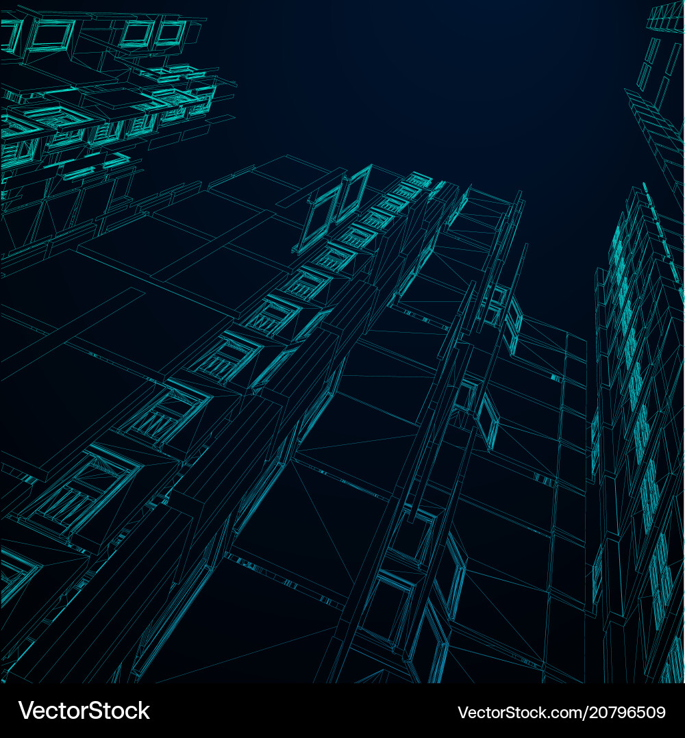 Modern architecture wireframe concept of urban Modern architecture wireframe concept of urban vector image