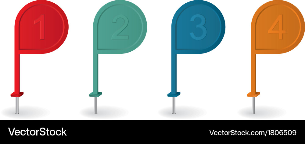 Pin pointer with numbers in different colors Vector Image