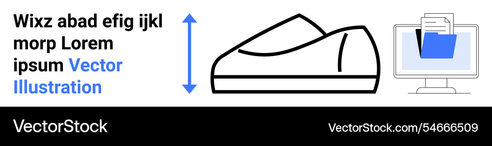 Shoe outline with computer and file concept Shoe outline with computer and file concept vector image