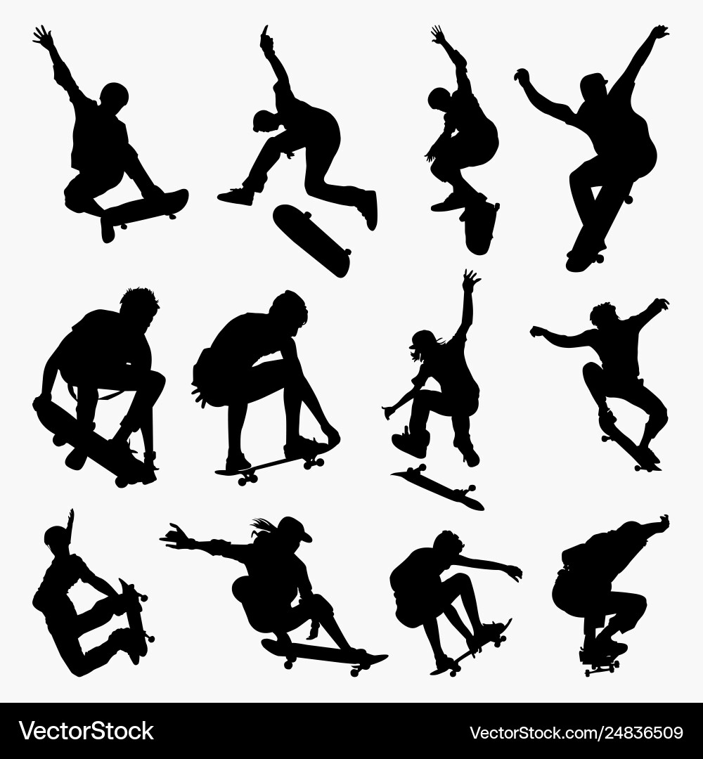 Skateboarding Silhouettes Vector Image