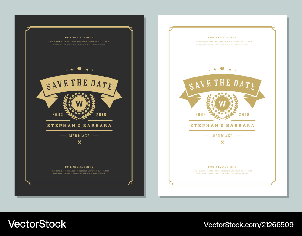 Wedding save the date invitations cards design vector image