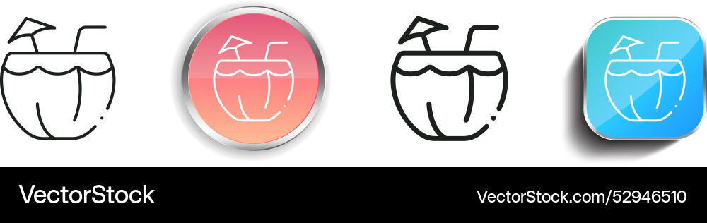 Coconut drink icon thin linear regular and button vector image