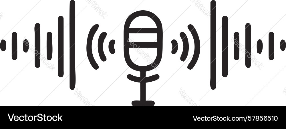 Detailed microphone with dynamic sound waves Vector Image