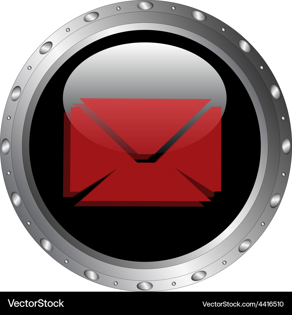 Email icon on a black web button Vector Image