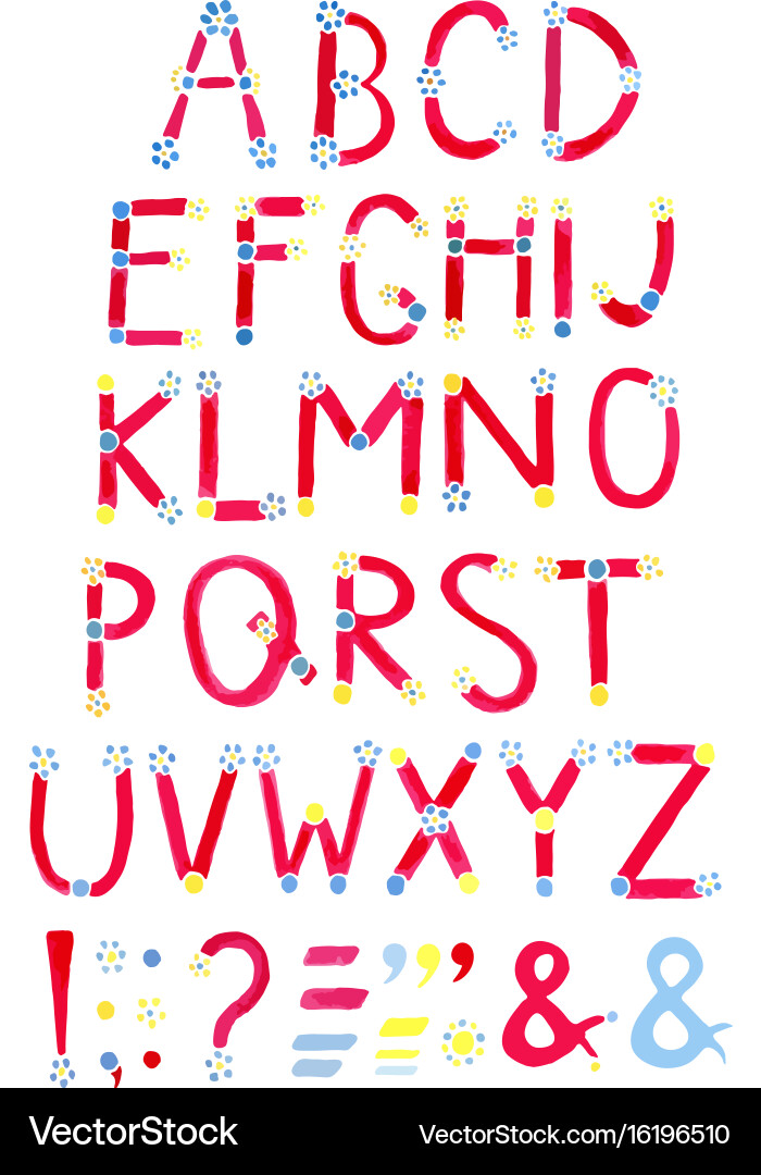 Hand Drawn Watercolor Alphabet Letters Vector Image