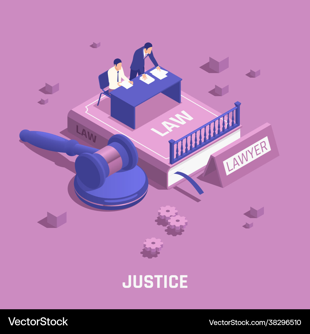Law justice isometric composition Law justice isometric composition vector image