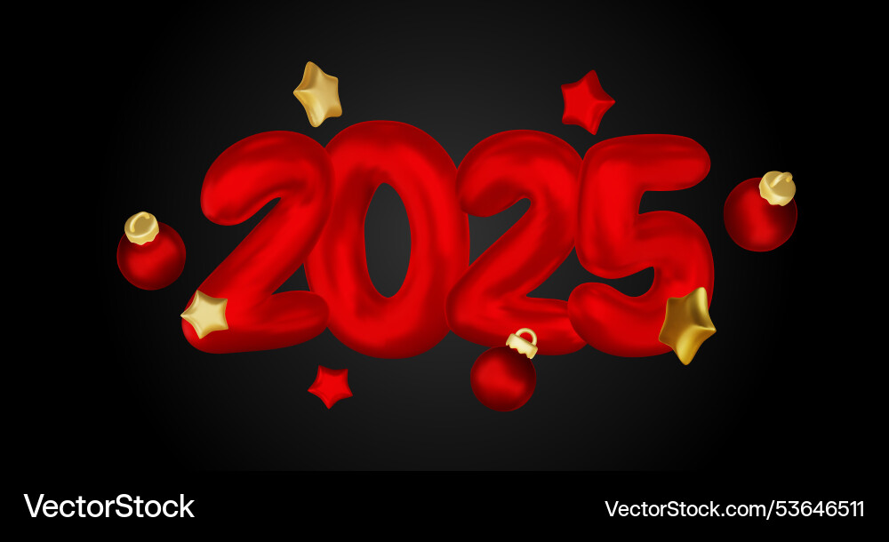 2025 realistic glossy number happy new year 2025 realistic glossy number happy new year vector image
