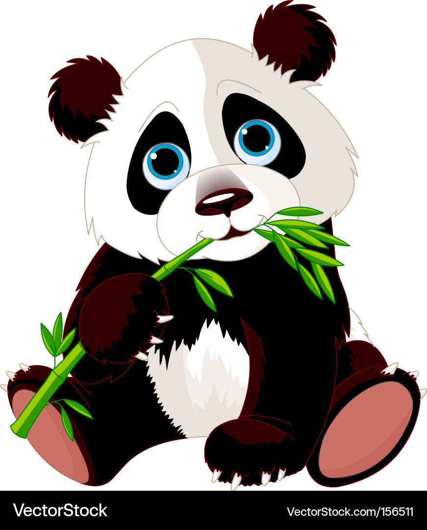 Adorable Panda Eating Bamboo Vector Image