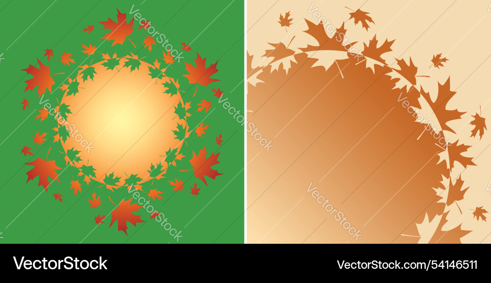 Autumn maple leaves frames on gradient Vector Image