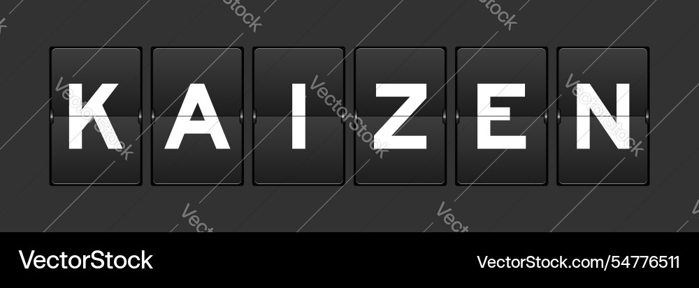 Black color analog flip board with word kaizen Black color analog flip board with word kaizen Vector Image