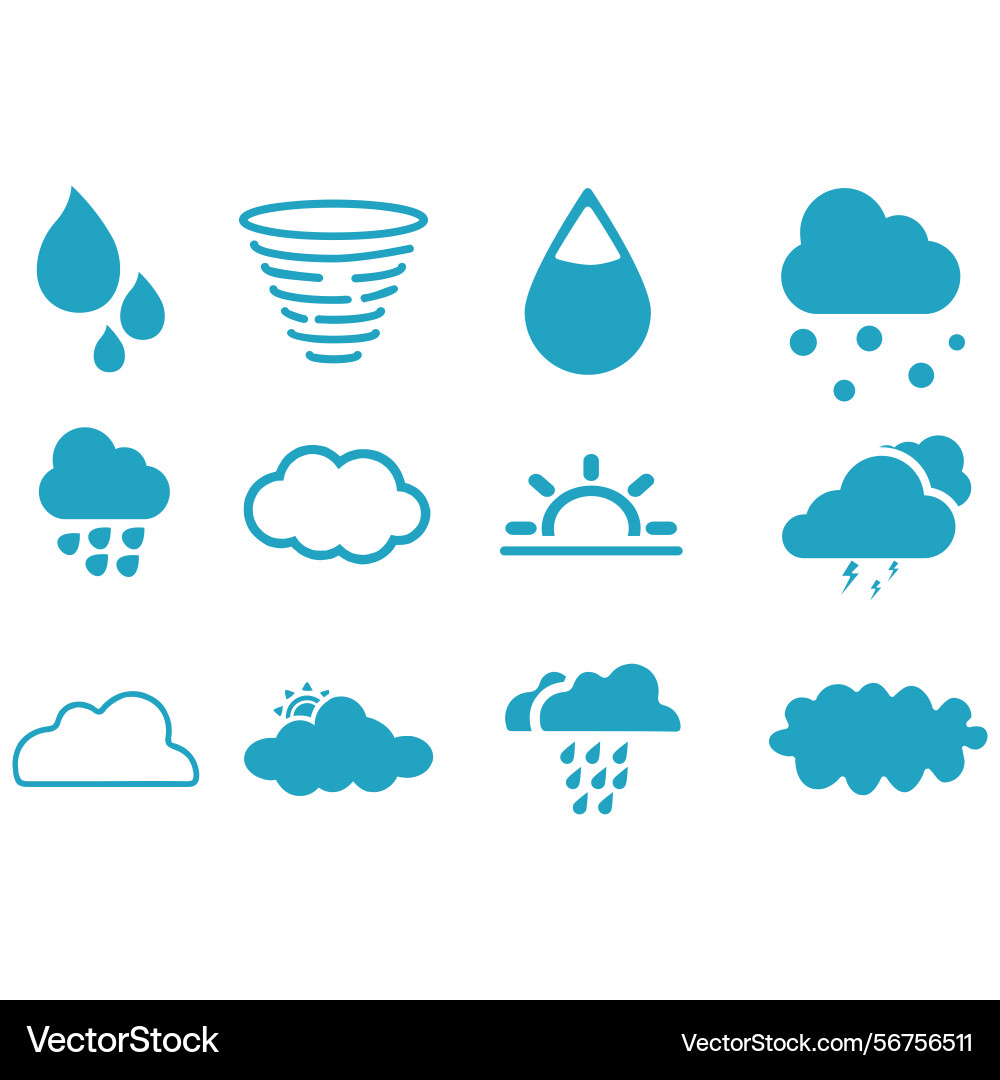 Clouds icons set of in different form Clouds icons set of in different form Vector Image
