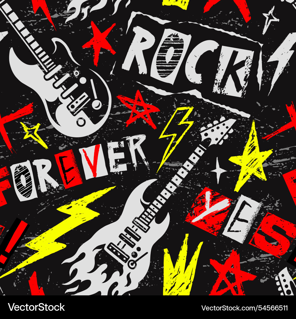 Colorful rock poster with guitars Royalty Free Vector Image