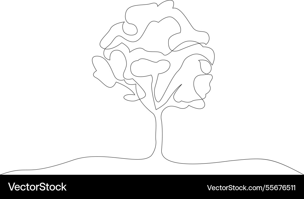Continuous line drawing of a tree Continuous line drawing of a tree vector image