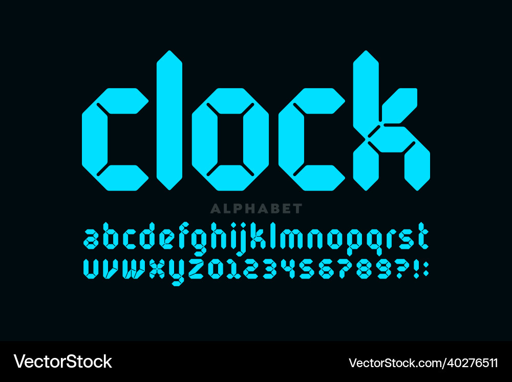 Digital Clock Font - Pixel Style vector image