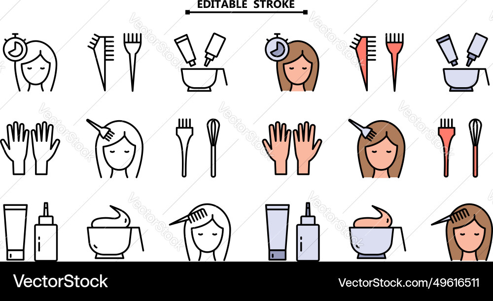 Hair coloring and styling process dyeing Hair coloring and styling process dyeing vector image