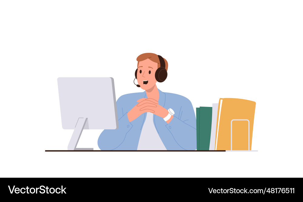 Man character operator of call center wearing Man character operator of call center wearing vector image