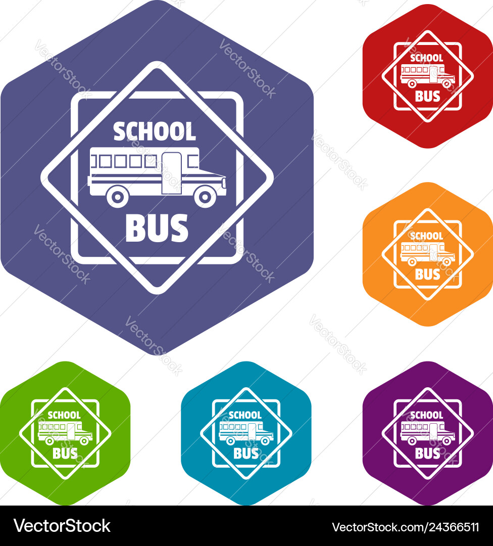 Schulbus-Symbole Hexaedron Schulbus-Symbole Hexaedron vektorbild