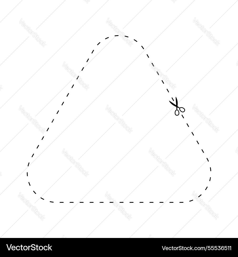 Scissors on dashed line triangle shape dash Scissors on dashed line triangle shape dash Vector Image