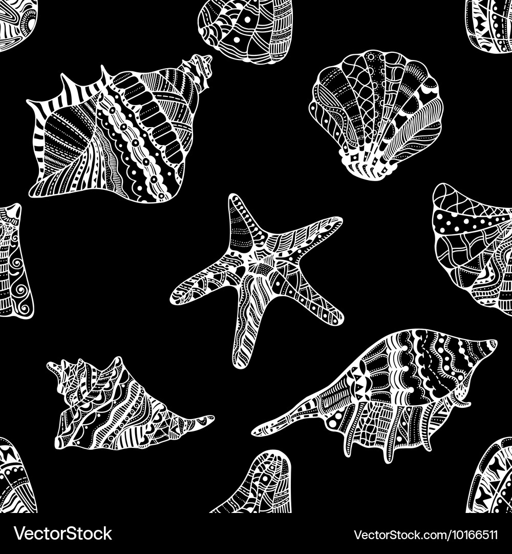 Seashell seamless pattern Vector Image