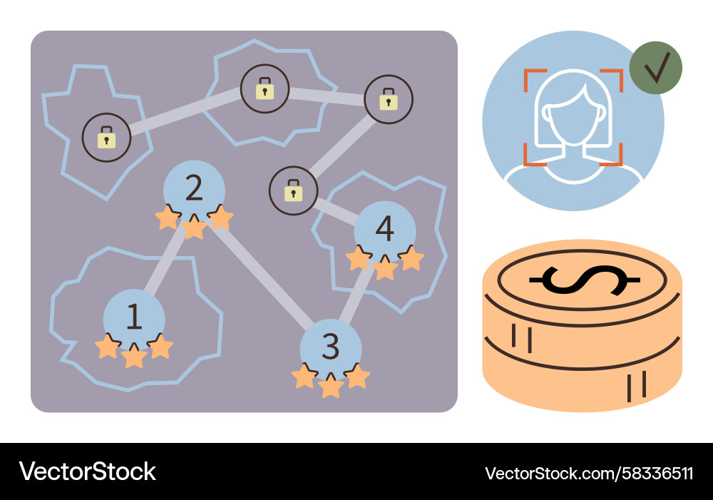 Secure Network & User Verification Vector Image